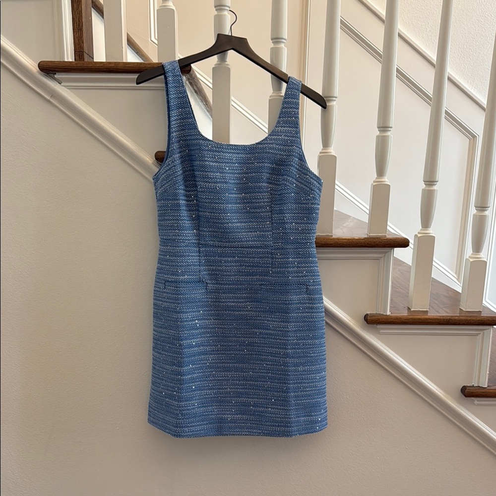J. Crew Blue Sheath Mini Dress Scoop Neck Sleeveless